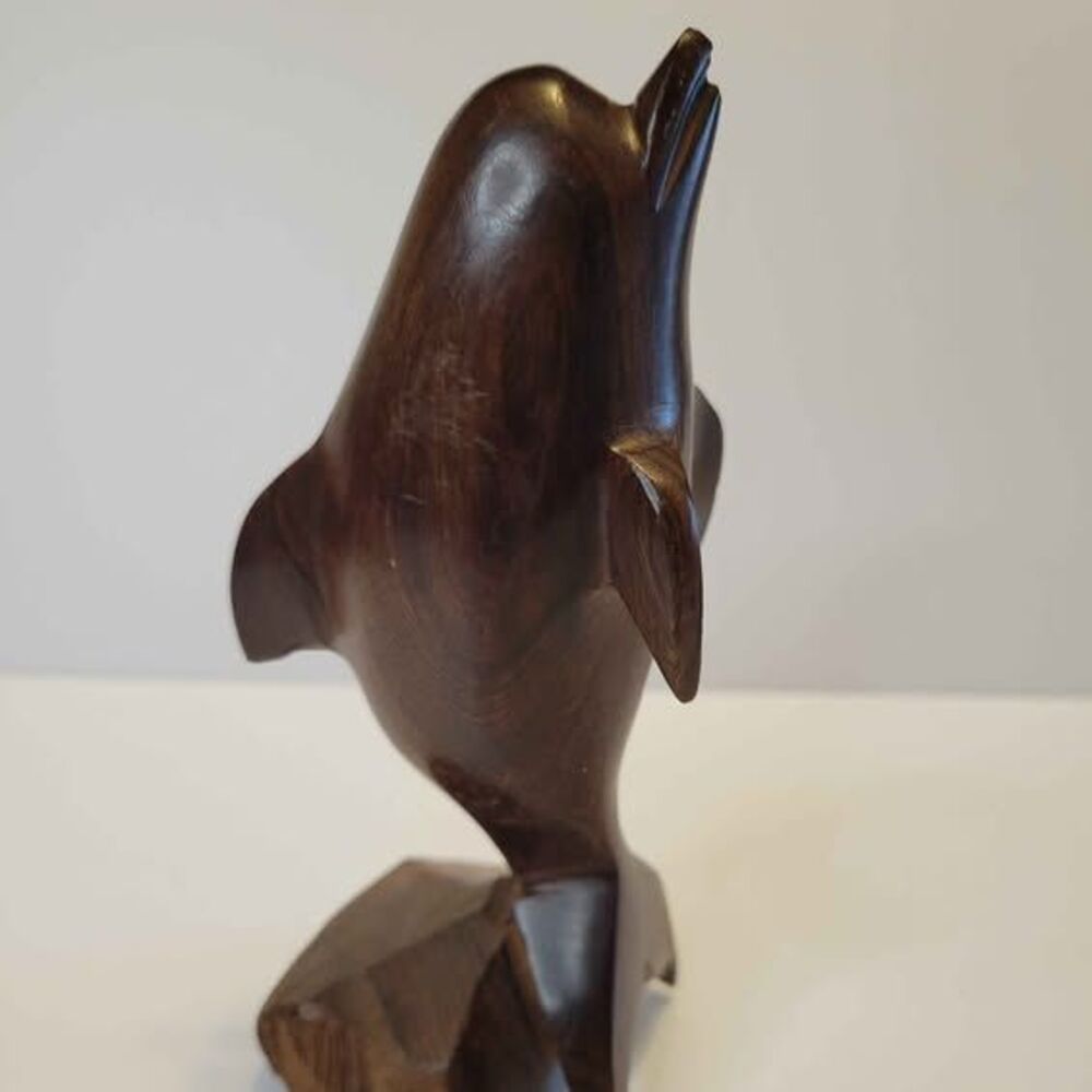 Mexico Hand Carved wood (Ironwood?) DOLPHIN Figurine MCM